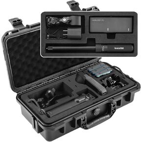 Waterproof Hard Case Compatible with Insta360 X5 / Insta360 X4 Action Camera and Accessories, Travel Carrying Bag for Selfie Sticks, Batteries, Charger and Motorcycle Clamp