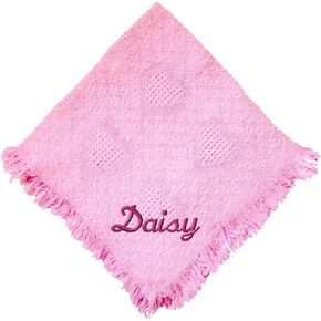 Custom Embroidered Monogrammed Pink Girl Cotton Woven Personalized Baby Blanket