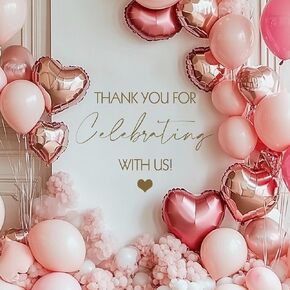 Thank You for Celebrating with Us Decal Sign,Balloon Arch Decor,Girl or Boy Gender Reveal Sign,for Baby Shower Party, Engagement Party, Birthday Party, Anniversary, Pregnancy Wall Sticker Backdrop.