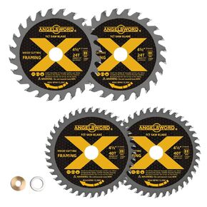 4-1/2 Inch Circular Saw Blade Used on Angle Grinder for Ultra-Nice Wood Cutting, 24T&40T, 4 Pack, 7/8" Arbor with 3/8"&5/8" Bushing