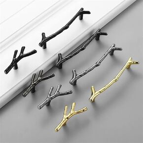 Fashion Tree Branch Furniture Handle 96mm 128mm Black Silver Bronze Kitchen Cabinet Handles Drawer Knobs Door Pulls Hardware 1Pcs (Color : Silver 96mm)