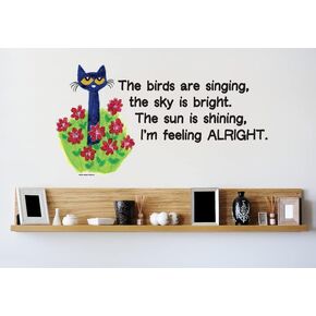 Pete The Cat Book Decal – Reading Quote Wall Sticker | Groovy Flower Vinyl Decals for Library, Nursery, Kindergarten Classroom, Kid’s Bedroom Décor (20"x11")