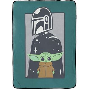 Star Wars The Mandalorian Curious Child Blanket - Measures 62 x 90 inches, Kids Bedding Features The Child Baby Yoda Grogu - Fade Resistant Super Soft Fleece (Official Star Wars Product)