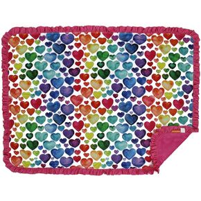 Dear Baby Gear Heart Deluxe Baby Blanket - Double Layer Reversible, Milestone & Infant Gifts for Girls - Toddler Blankets - Bright Colored Hearts - Hot Pink with Ruffles - 40"x30"