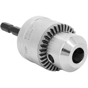 1.5-10mm Key Type Drill Chuck 3/8-24UNF Taper Mounted Impact Drill Chuck Hex Shank Adapter Electric Wrench Screwdriver Converter Drill Chuck