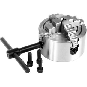 4 Jaw Lathe Chuck 80mm Independent and Reversible Jaw Metal Lathe Chuck Turning Machine Tool + 3pcs Screws Drill Chuck