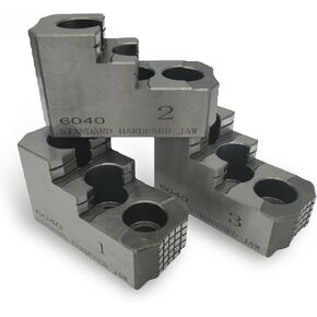 Lathe Hard Jaws 12", 3 Pcs Hard Chuck Jaws/Set, Serrated Steel Hard Chuck Jaw Sets for 1.5mm x 60 Degree Serration Lathe(3 Steps)