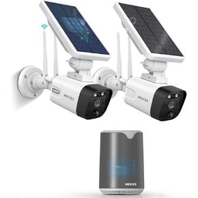 OOSSXX Solar Security Camera Outdoor Wireless Solar Powered Wireless Cameras with Rechargeable Battery, WiFi Home Surveillance Camera 4.0MP, 2-Way Audio Surveillance