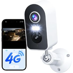 KKB No WiFi Security Camera, 4G LTE Cellular Security Camera Indoor with Built-in SIM Card, 2K Wireless Outdoor Battery Cameras Without Internet, PIR Motion Detection, Color Night Vision, 2-Way Audio