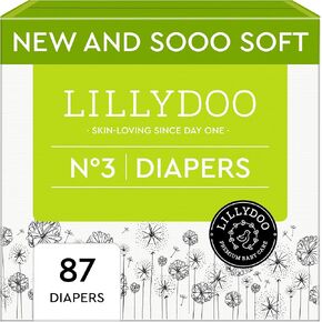 Baby Diapers - Size 3 (13-22 lbs), Half-Monthly Supply (87 Count), Leak Protection, Skin-Friendly, Ultrasoft, Perfume- & Chlorine-Free, Hypoallergenic, dermatologically Tested, Oeko-TEX®