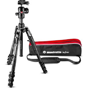 Viitech Imaging Manfrotto Tripod, Befree Advanced Aluminum, 4-Level Freehead Lever Lock L Tripod Kit, Black, MKBFRLA4BK-BH