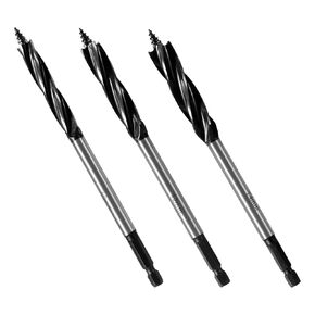 8Pcs Wood Auger Drill Bit Set High-Carbon Steel 4 Flute Cut Spade Paddle Bit Set 10-25mm Self-Tapping Hex Shank Wood Hole Drill Precise Woodworking Deep for Hardwood Plastic (Black,8PCS)