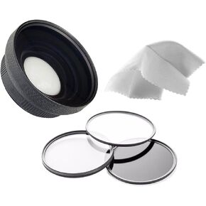 0.5X High Definition Super Wide Angle Lens w/Macro Compatible with Sony FDR-AX100 + Piece Filter Kit +