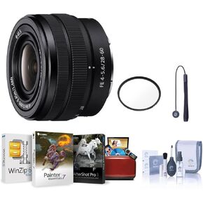Sony FE 28-60mm f/4-5.6 Lens, Bundle with 40.5mm UV Filter, Cleaning Kit, Lens Cap Tether, Mac Software Kit