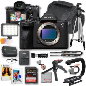 Sony A7R V كاميرا Mirrorless (الجسم) | 61MP | LED Video Light ، ذاكرة متطرفة 128 جيجا بايت ، قبضة U ، برامج تحرير ، مجموعة ترايبود وأكثر