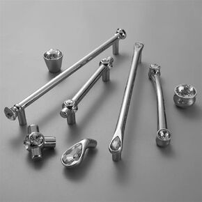 Luxury Diamond Crystal Handles Zinc Alloy Chromium Kitchen Dresser Cabinet Handles Door Knobs Furniture Hardware 1Pcs (Color : 6732-96)