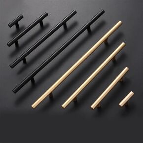 Gold Black Straight Cupboard Handles Knobs Stainless Steel Brushed Black Gold Kitchen Door Handles Cabinet Pull 1Pcs (Color : Black 160mm)