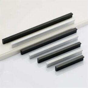 American Cabinet Handles Silver Black Drawer Door Pulls Aluminum Alloy Cupboard Pulls Wardrobe Door Handle Hardware Knobs 1Pcs (Color : Black 6807-96mm)