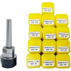 MT1 MT2 MT3 MTA ER20 Morse Taper Tool Handle ER20 Spring Collet 1-13MM 1/2MM 1/4MM 1/8MM Chuck Set Milling Lathe Tools(Er20-13pcs,MTA1-ER20)