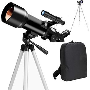 Telescope for Kids Beginners 400/70mm Aperture Astronomy Refractor Monocular Telescopes with Adjustable Tripod Finder Scope and Backpack Portable Scope for Adult Children Black
