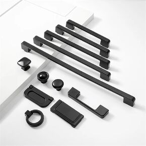 Solid Modern Simple Furniture Hardware Accessories Drawer Cabinet Door Handle American Black Cabinet Wardrobe Single Hole Knobs 1Pcs (Color : 9002-Hole Pitch96mm)