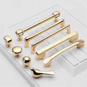 Bright Gold Kitchen Handle Luxury Fashion Cabinet Knobs and Handles Wardrobe Door Pulls Dresser Gold Handle Door Hardware 1Pcs (Color : Handle-6008BG)