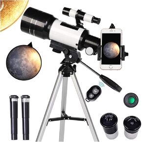 Kids Telescope for Adults Astronomy Beginners 70Mm Travel Refractor Telescope Smartphone Adapter Camera Shutter Wire Control Moon Filter for Natural Scenery