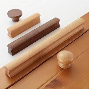 Walnut Wooden Furniture Handle Drawer Knobs Kitchen Cabinets Pulls Long Handles Cabinets and Drawers Dresser Knobs Wardrobe Pull 1Pcs (Color : Walnut Flat Single)