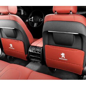 2 Pcs Car Seat Kick Mats Back Seat Protector for Peugeot 2008/e-2008 3008/e-3008 4008 5008, Car Leather Kick Mats, Car Seat Back Protection Pad Anti-Kick Scratch Resistant,A Short-Red