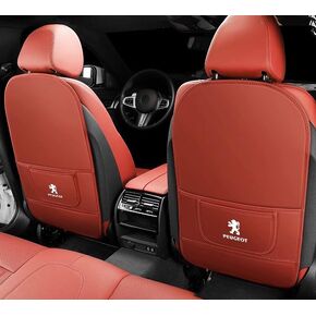 2 Pcs Car Seat Kick Mats Back Seat Protector for Peugeot Rifter Traveller Expert Boxer, Car Leather Kick Mats, Car Seat Back Protection Pad Anti-Kick Scratch Resistant, B Long-Red