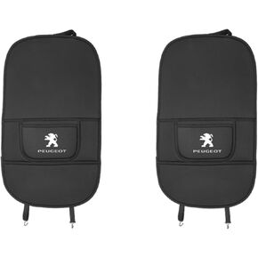 2 Pcs Car Seat Kick Mats Back Seat Protector for Peugeot 1007 4007 4008, Car Leather Kick Mats, Car Seat Back Protection Pad Anti-Kick Scratch Resistant,Short-B Black2