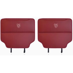 2 Pcs Car Seat Kick Mats Back Seat Protector for Peugeot 2008/e-2008 3008/e-3008 4008 5008, Car Leather Kick Mats, Car Seat Back Protection Pad Anti-Kick Scratch Resistant,C Red