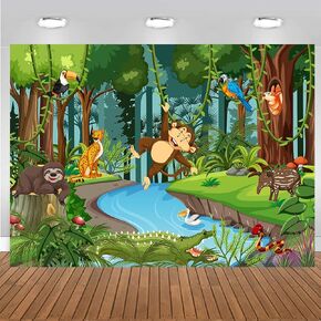 CHAIYA 7X5FT Jungle Forest Backdrop Tropical Rainforest Safari Background Adventure Party Decorations Kids Summer Event Photo Banner Kids Birthday Party Backdrop CY-330