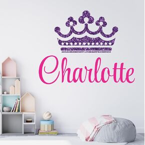 Decor Designs Decals Girls Princess Tiara Crown Personalized Custom Name Nursery Wall Decal Sticker Girls Room or Playroom Decor and Wall Decoration (Multi Sizes) (Shimmer)