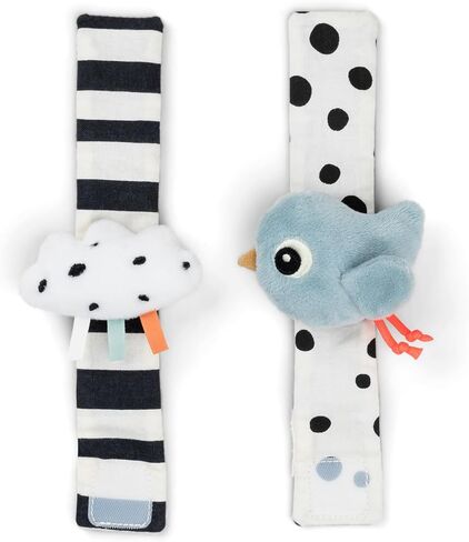 Done by Deer Wrist Rattle Set for Babies - 2-Pack Happy Clouds – Newborn Sensory Toy with Crinkle & Rattle – Soft Blue Baby Bracelets for Wrist or Ankle – from 0 Months in Saudi Arabia