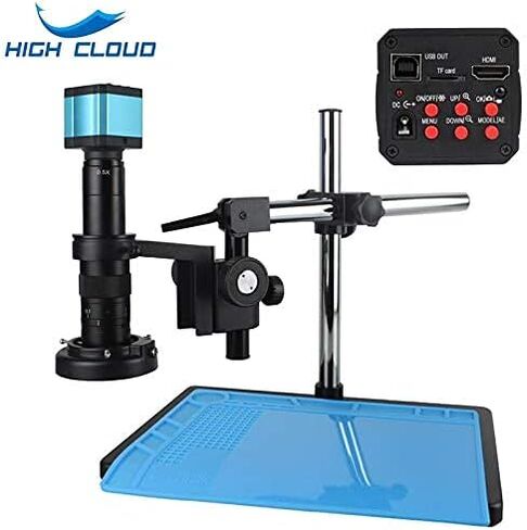 HDMI Electronic Industrial USB Digital Microscope Camera Video TF Storage C Mount Mount Lens للهاتف PCB Soldering Massion (اللون: تدوير قوسين تكبير: 120X) (قوس دوار 180X) in Kuwait
