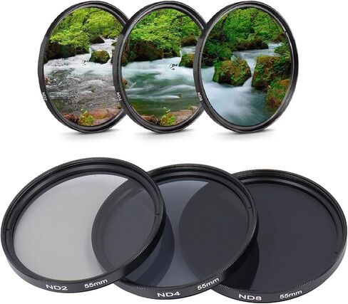 49mm 55mm 62mm 67mm 72mm 77mm Fixed ND2 ND4 ND8 Lens Filters Kit,Optical Glass Neutral Density Lens Filter with Multi Coated,Anti Overexposure Anti Scattered Light Anti in Saudi Arabia