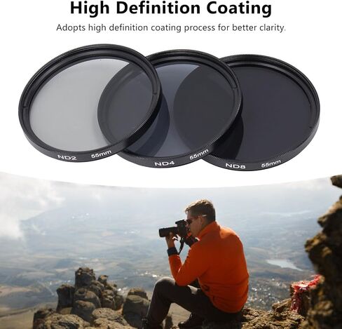 49mm 55mm 62mm 67mm 72mm 77mm Fixed ND2 ND4 ND8 Lens Filters Kit,Optical Glass Neutral Density Lens Filter with Multi Coated,Anti Overexposure Anti Scattered Light Anti in Saudi Arabia