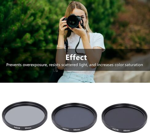 49mm 55mm 62mm 67mm 72mm 77mm Fixed ND2 ND4 ND8 Lens Filters Kit,Optical Glass Neutral Density Lens Filter with Multi Coated,Anti Overexposure Anti Scattered Light Anti in Saudi Arabia