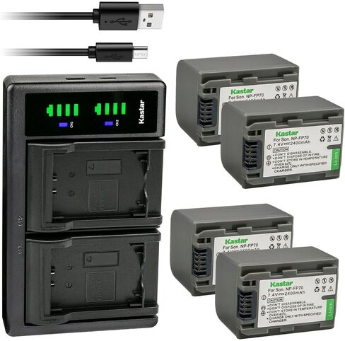 Kastar 2-Pack Battery NP-FP70/FP71 and LTD2 USB Charger Compatible with Sony DCR-SR30 DCR-SR40 DCR-SR50 DCR-SR60 DCR-SR70 DCR-SR80 DCR-SR90 DCR-SR100 HDR-HC3 HDR-HC3E DCR-DVD103 DCR-DVD105 Camera in Saudi Arabia