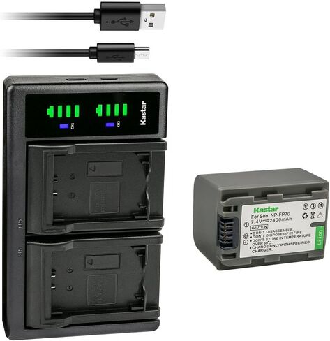 Kastar 2-Pack Battery NP-FP70/FP71 and LTD2 USB Charger Compatible with Sony DCR-SR30 DCR-SR40 DCR-SR50 DCR-SR60 DCR-SR70 DCR-SR80 DCR-SR90 DCR-SR100 HDR-HC3 HDR-HC3E DCR-DVD103 DCR-DVD105 Camera in Saudi Arabia