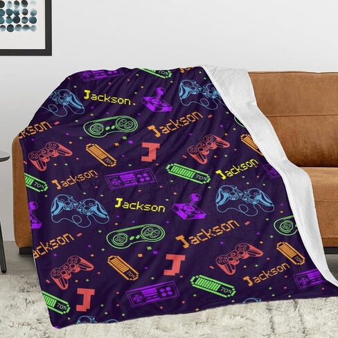 Personalized Baby Blanket for Boys Girls - Custom Name Blanket for Kids, Toddler Nursery - Football Sports Theme Baby Gifts in Saudi Arabia
