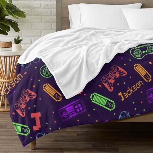 Personalized Baby Blanket for Boys Girls - Custom Name Blanket for Kids, Toddler Nursery - Football Sports Theme Baby Gifts in Saudi Arabia