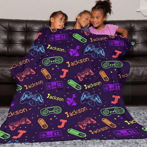 Personalized Baby Blanket for Boys Girls - Custom Name Blanket for Kids, Toddler Nursery - Football Sports Theme Baby Gifts in Saudi Arabia