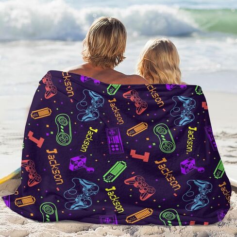Personalized Baby Blanket for Boys Girls - Custom Name Blanket for Kids, Toddler Nursery - Football Sports Theme Baby Gifts in Saudi Arabia