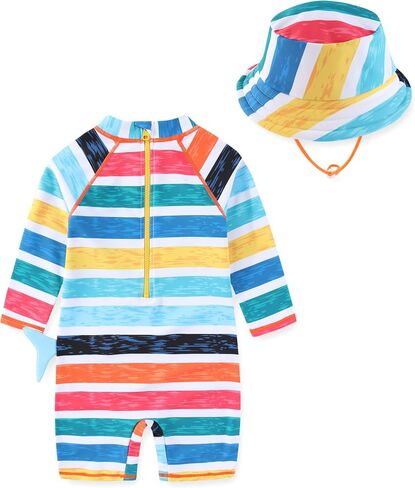 Baby boy Swimsuit Toddler One Piece Zipper Swimwear UPF 50+ Sun Protection Sunsuit Infant Bathing Suit with Sun Hat in Saudi Arabia