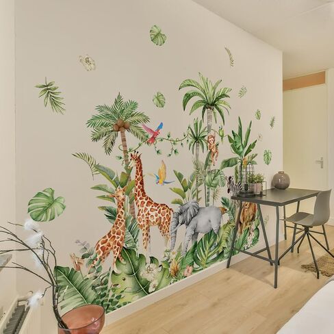 Safari Animal Jungle Wall Stickers Kids Room Living Room Wall Decor, Playroom Bedroom Classroom Kindergarten Designs in Saudi Arabia