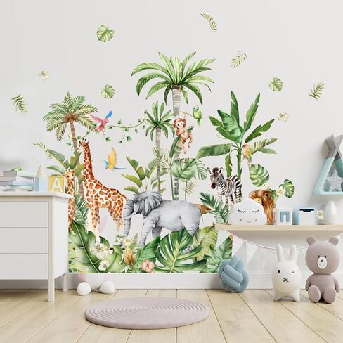 Safari Animal Jungle Wall Stickers Kids Room Living Room Wall Decor, Playroom Bedroom Classroom Kindergarten Designs in Saudi Arabia