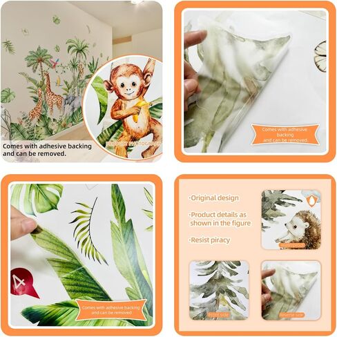 Safari Animal Jungle Wall Stickers Kids Room Living Room Wall Decor, Playroom Bedroom Classroom Kindergarten Designs in Saudi Arabia