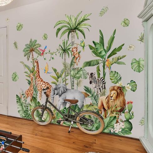 Safari Animal Jungle Wall Stickers Kids Room Living Room Wall Decor, Playroom Bedroom Classroom Kindergarten Designs in Saudi Arabia